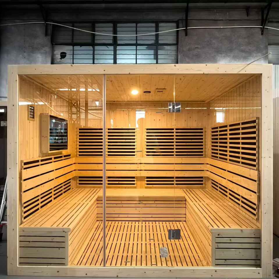 Sauna pre 5-10 osôb Izba s drevenou infračervenou saunou a LCD TV